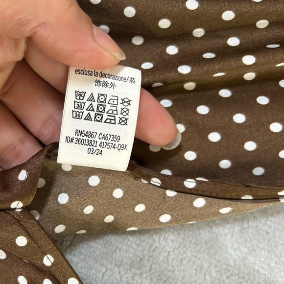 Pink by Frankie’s bikinis brown polka dot mini satin babydoll dress - Picture 11 of 12